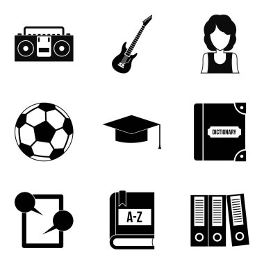 Merhaba okul Icons set, basit tarzı