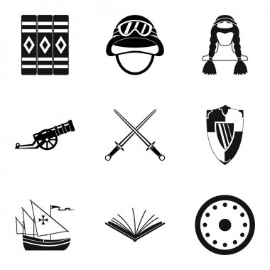 Tarihi gerçeği Icons set, basit tarzı