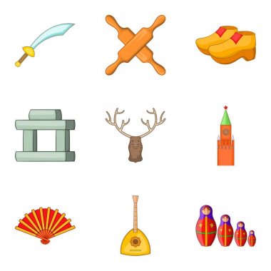 Tarihi Müzesi Icons set, karikatür tarzı