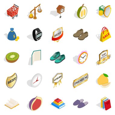 Vücut Icons set, izometrik stil mükemmellik