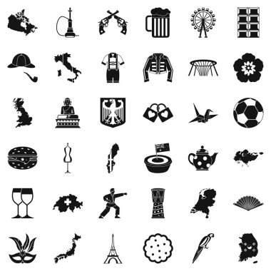 Dünya harita Icons set, basit tarzı