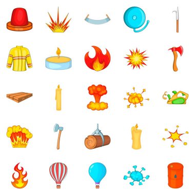 İtfaiyeci Icons set, karikatür tarzı
