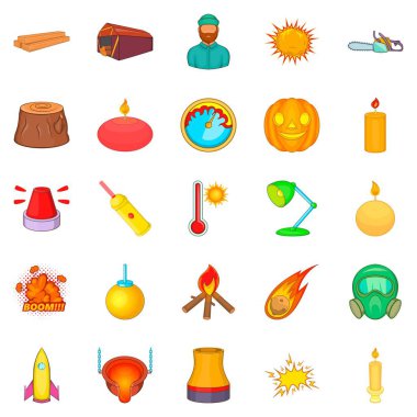 İtfaiyeci Icons set, karikatür tarzı