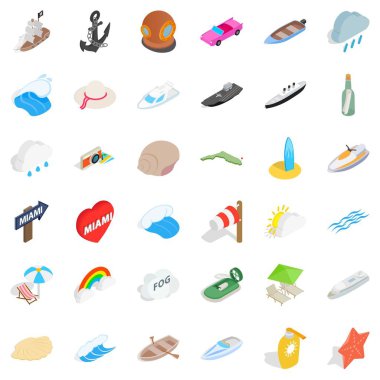 Su Icons set, izometrik stil kesim