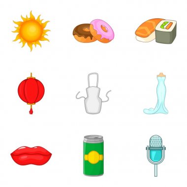 Parti Icons set, karikatür tarzı