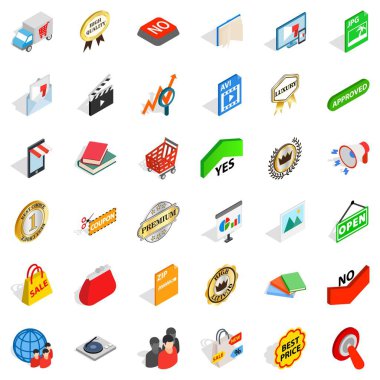 Ticari marka simgeleri seti, izometrik stili