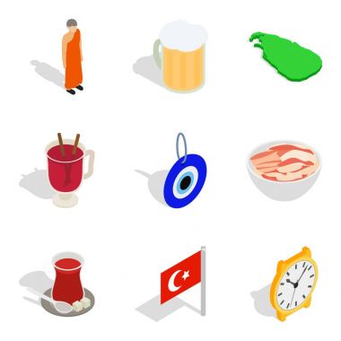 Rahat gün Icons set, izometrik stili