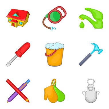 Ev ortamı Icons set, karikatür tarzı