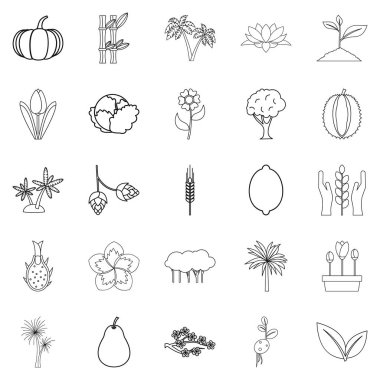 Canlı dünya Icons set, anahat stili