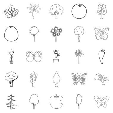 Flora Icons set, anahat tarzı çeşitliliği