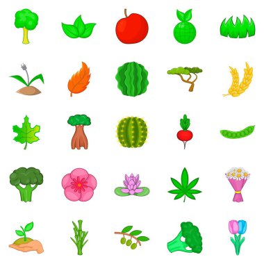 Icons set, karikatür tarzı ekmek