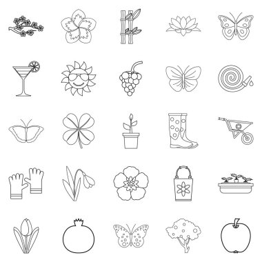 Çiçek Icons set, anahat stili