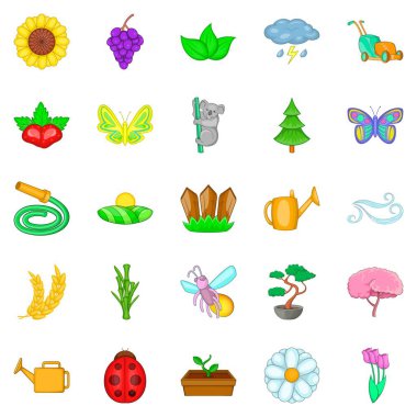 Çiçekli Icons set, karikatür tarzı