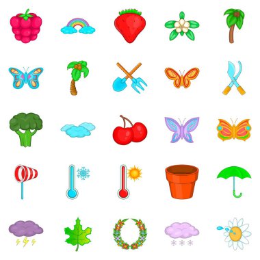 Çiçekli bitki Icons set, karikatür tarzı