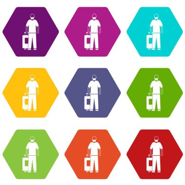 Renk altı yüzlü Arapça adam Icon set