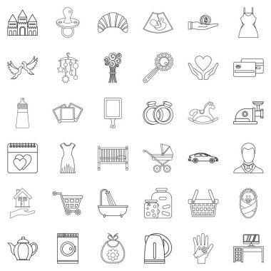 Ortak yaşam Icons set, anahat stili