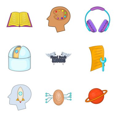 İnsan zekası Icons set, karikatür tarzı