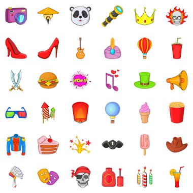 Kostüm partisi Icons set, karikatür tarzı