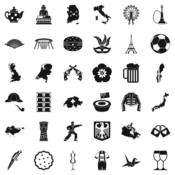 Set di icone cartografiche, stile semplice — Vettoriale Stock