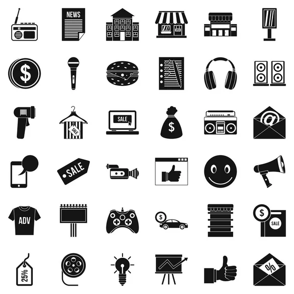 Merchandise icons set, simple style