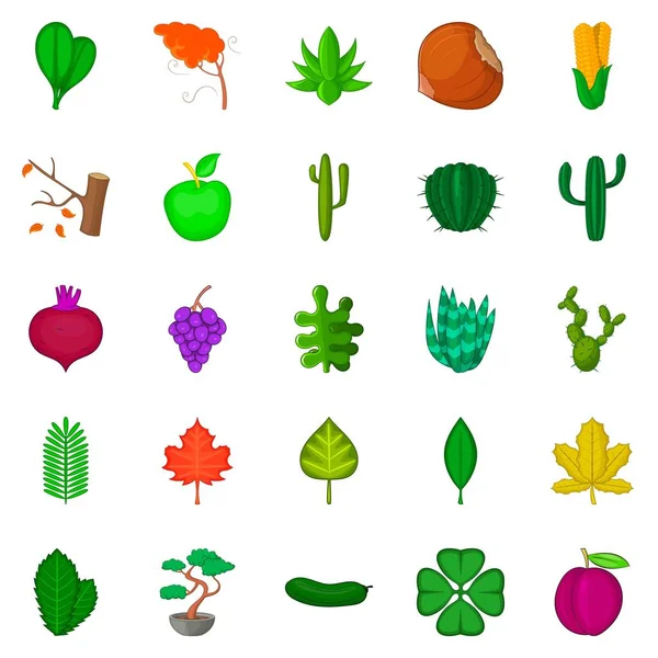Conjunto de ícones de espaço verde, estilo cartoon — Vetor de Stock