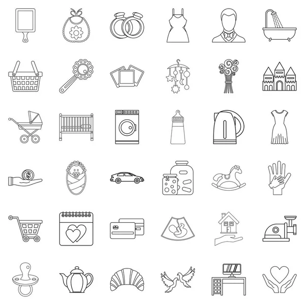 Conjunto de iconos de nepotismo, estilo de contorno — Vector de stock