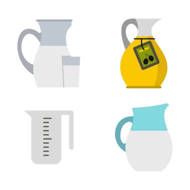 Sürahi simge seti, düz stil