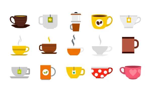 Cup icon set, flat style — Stock Vector