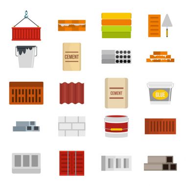 Construcion malzeme simge seti, düz stil