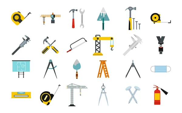 Conjunto de iconos de herramientas de construcción, estilo plano — Archivo Imágenes Vectoriales