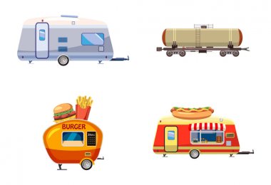 Römork simge seti, karikatür tarzı