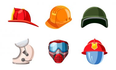 Kask simge seti, karikatür tarzı