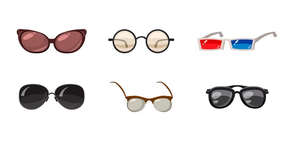 Conjunto de iconos de gafas, estilo dibujos animados — Vector de stock