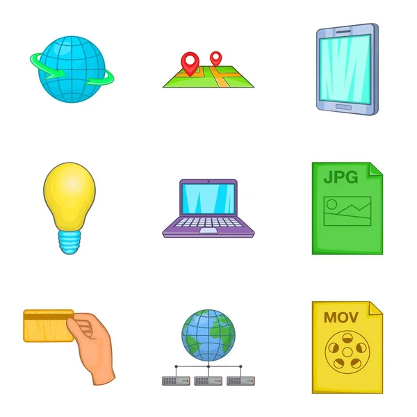 Info conjunto de iconos de negocios, estilo de dibujos animados — Vector de stock