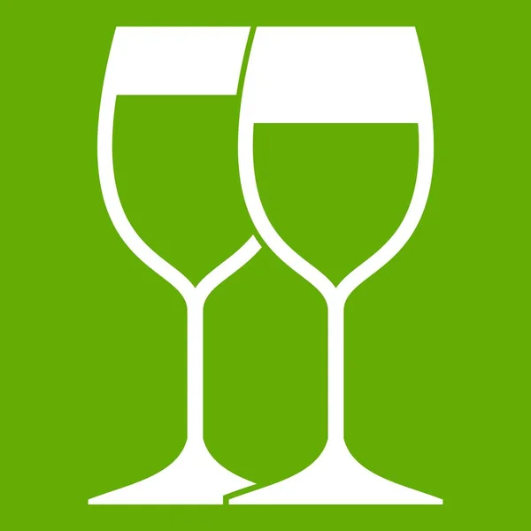 Wine glasses icon green — Stock Vector