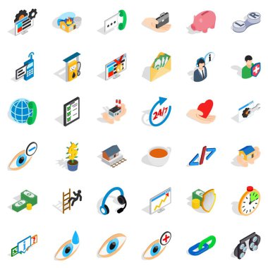 Tıbbi yardım Icons set, izometrik stili