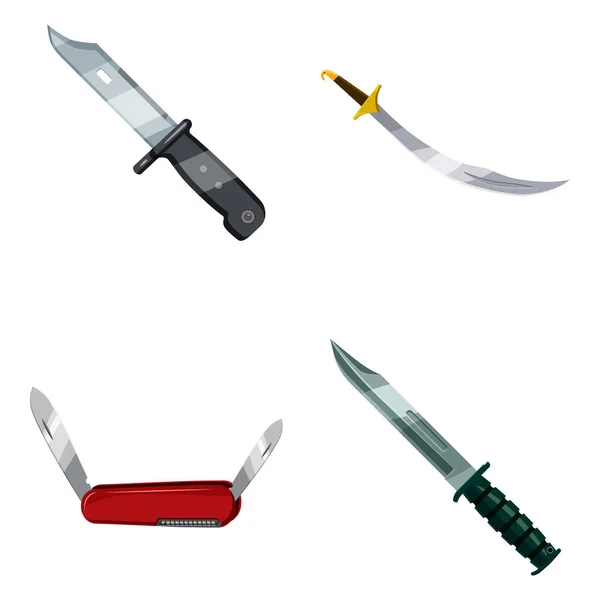 Knife icon set, cartoon style — Stock Vector