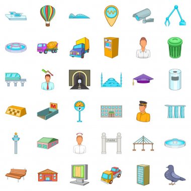Citywide Icons set, karikatür tarzı