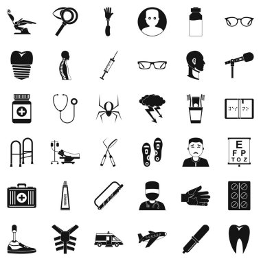 Doktora bakım Icons set, basit tarzı