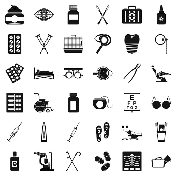 Conjunto de iconos curativos, estilo simple — Archivo Imágenes Vectoriales