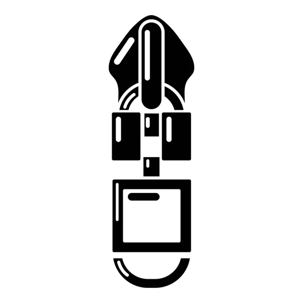 Icono de cremallera de metal, estilo simple — Vector de stock