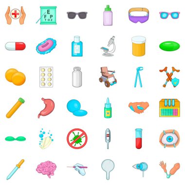 Tıbbi teknoloji Icons set, karikatür tarzı
