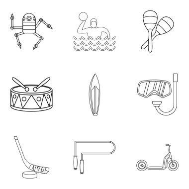 Genç çocuk Icons set, anahat stili