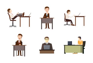 Masaüstü simge seti, karikatür tarzı bir adam