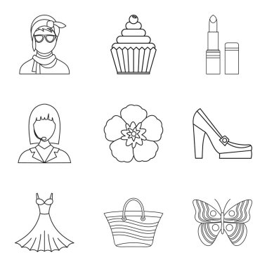 Bayan Icons set, anahat stili