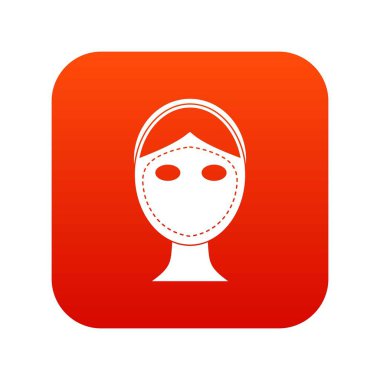 Yüz için kozmetik cerrahi simgesi dijital kırmızı işaretli