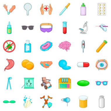 Klinik değerlendirme Icons set, karikatür tarzı