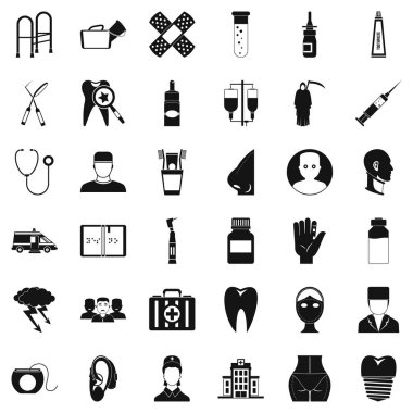 İlaç ürün Icons set, basit tarzı