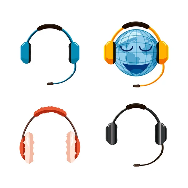 Headset-Icon-Set, Cartoon-Stil — Stockvektor