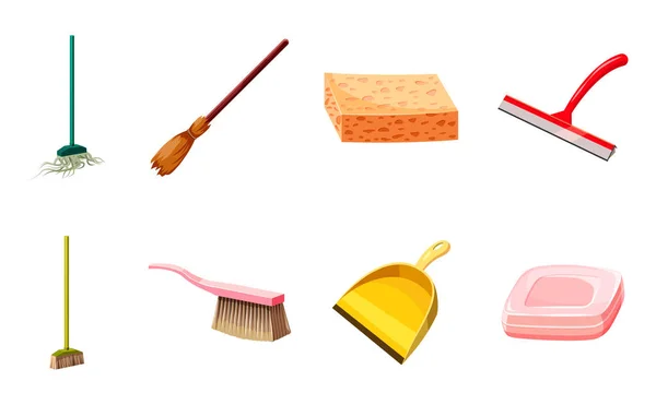 Reinigungswerkzeuge Icon Set, Cartoon-Stil — Stockvektor